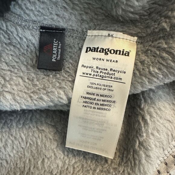 Patagonia Polartec Thermal Pro Gray w/Peach Trim 1/4 Snap Pocket Fleece Jacket M - Picture 6 of 7